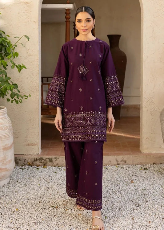 Purple Glam 02-PC Embriodered Summer Dress